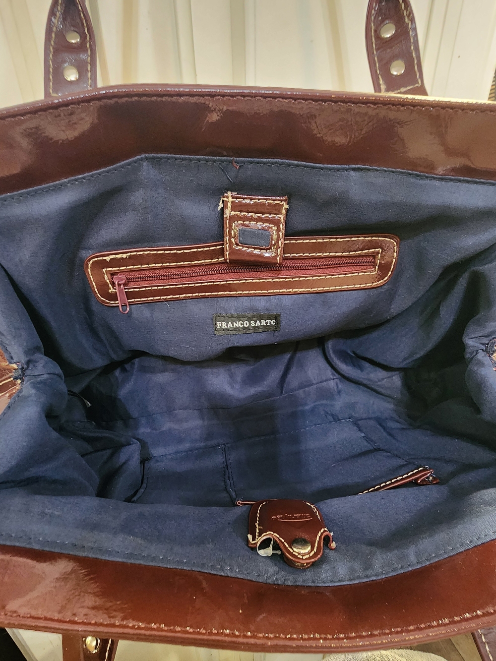 Franco Sarto Patent Leather Satchel in Deep Burgundy - Picture 6 of 14